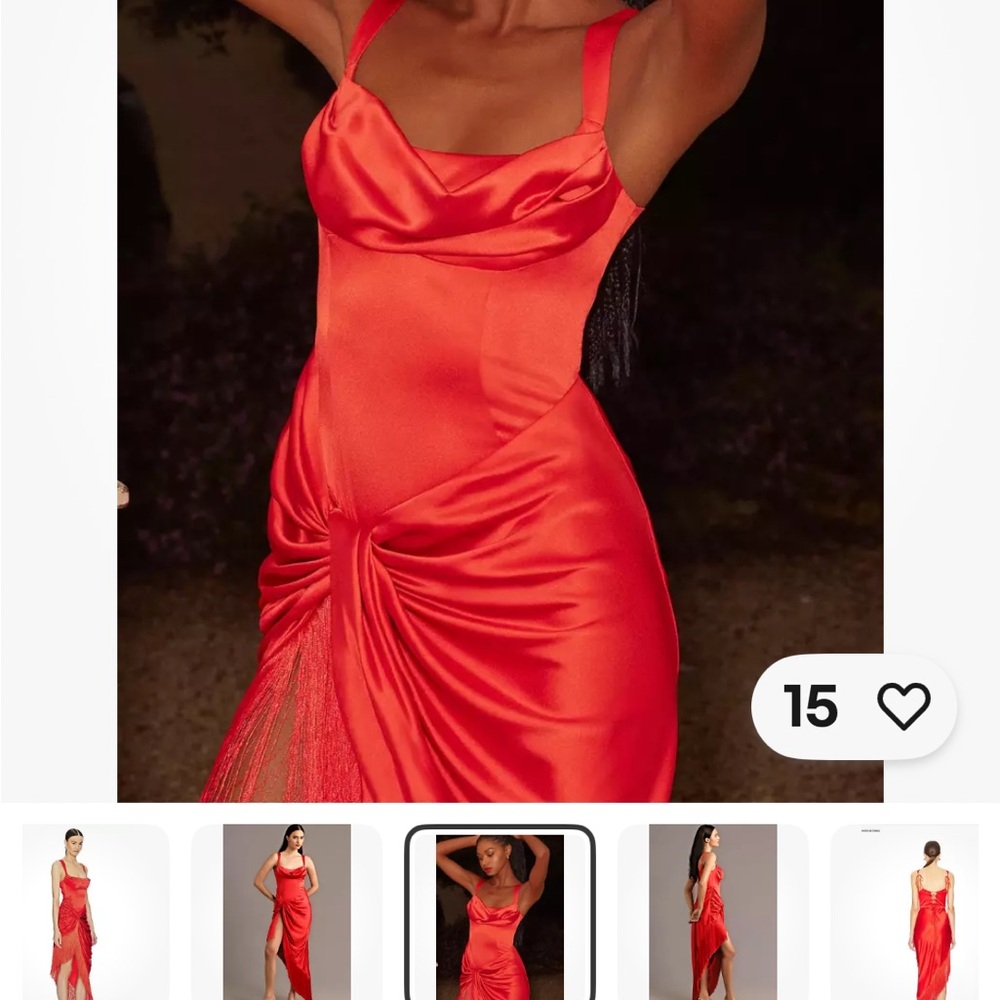 NEW ANTHROPOLOGIE For Love & Lemons Silk Fringe Dress Red WEDDING BRIDESMAIDS